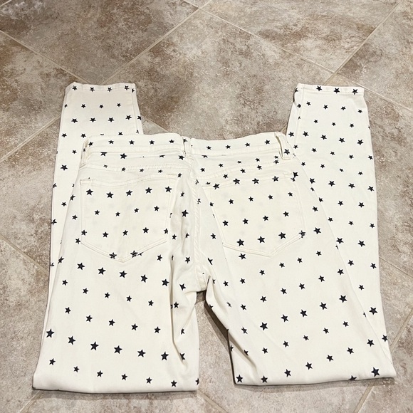 J. Crew Toothpick Mini Star Print Skinny Jeans Cream White Navy Mid Rise 24 - Picture 5 of 10